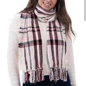 Style and Co Chenille Plaid Fringe Trim Scarf NWT